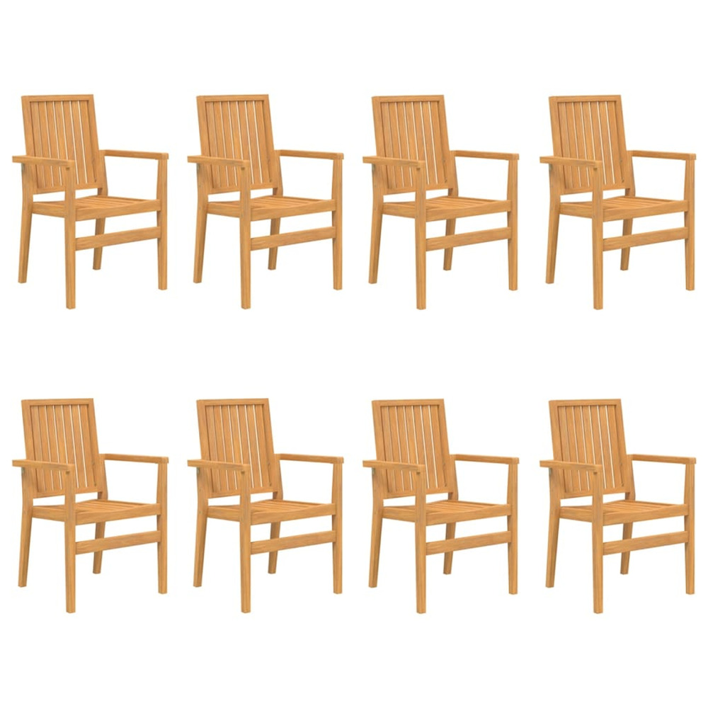 Chaises de jardin empilables lot de 8 56,5x57,5x91 cm bois teck
