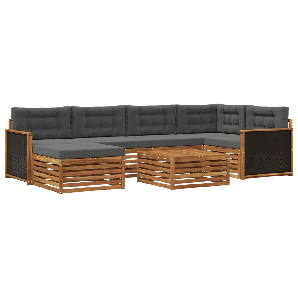Ensemble de canapés d'extérieur 7 pc naturel et anthracite