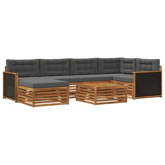 Ensemble de canapés d'extérieur 7 pc naturel et anthracite