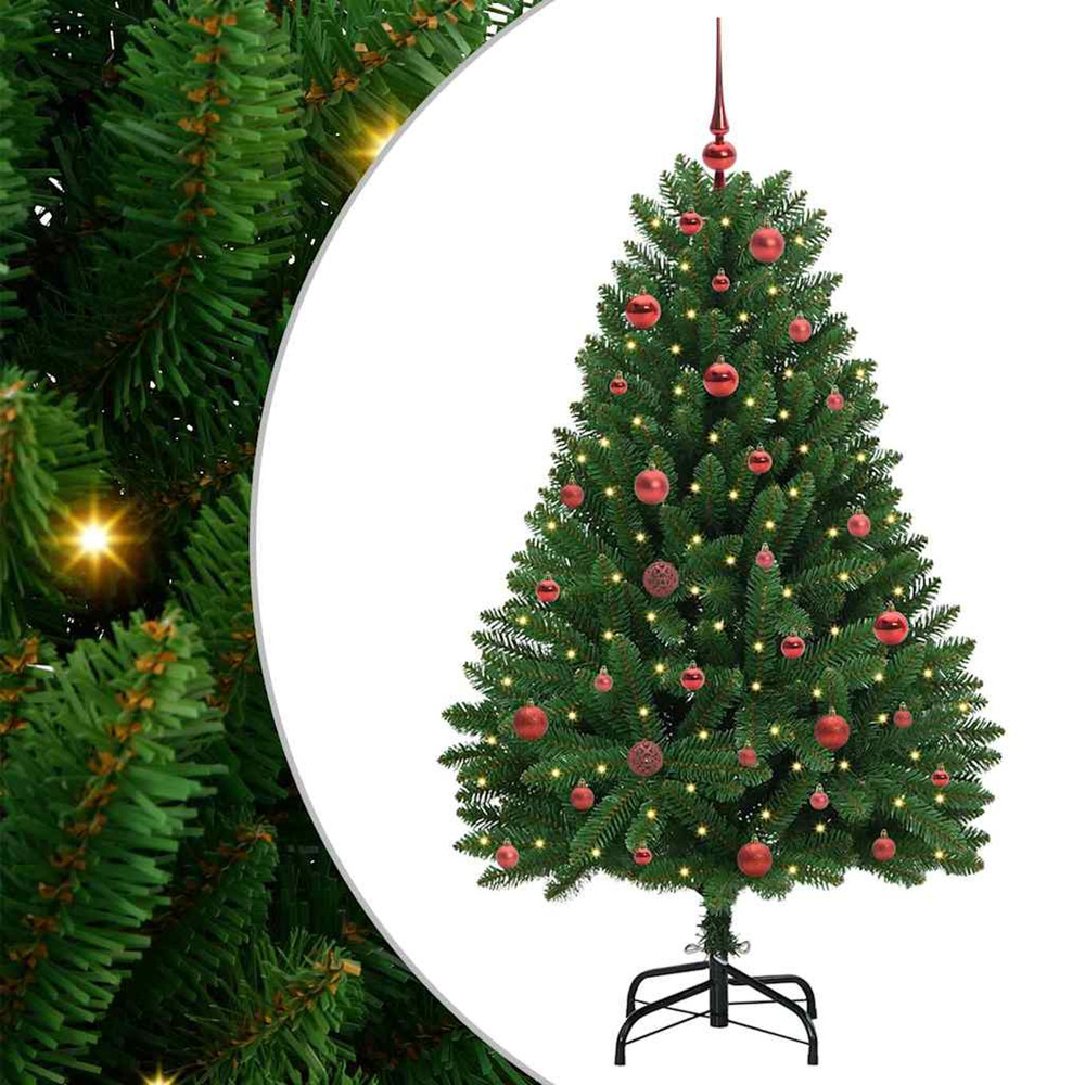 Sapin de noël artificiel avec 150 led vert 150 cm pvc et métal