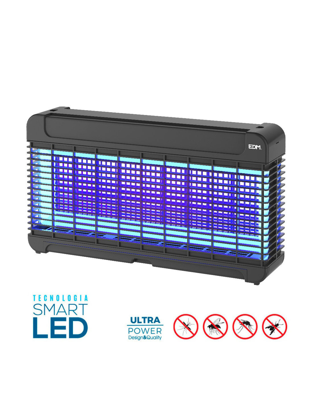 Exterminateur d'insectes électronique professionnel led 11w 47x10x26.3cm couleur noire edm