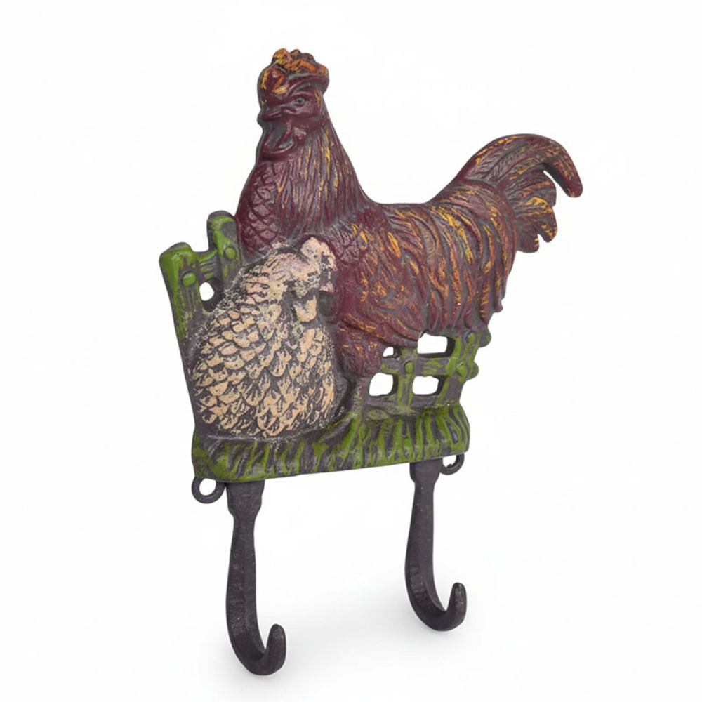 Patère coq biscotte multicolore 17x4x22cm