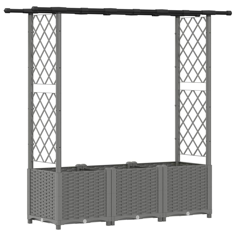 Lit élevé avec treillis et toit gris clair 162,5 x 40 x 136 cm