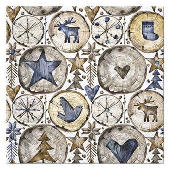 Lot de 20 serviettes en papier deco de noel sur bois