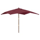 Parasol de jardin avec mât en bois rouge bordeaux 300x300x273cm