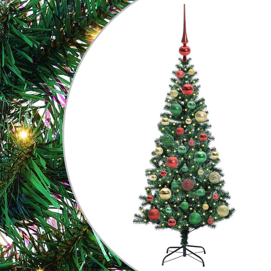 Sapin de noël artificiel pré-éclairé vert 120 cm pvc et métal