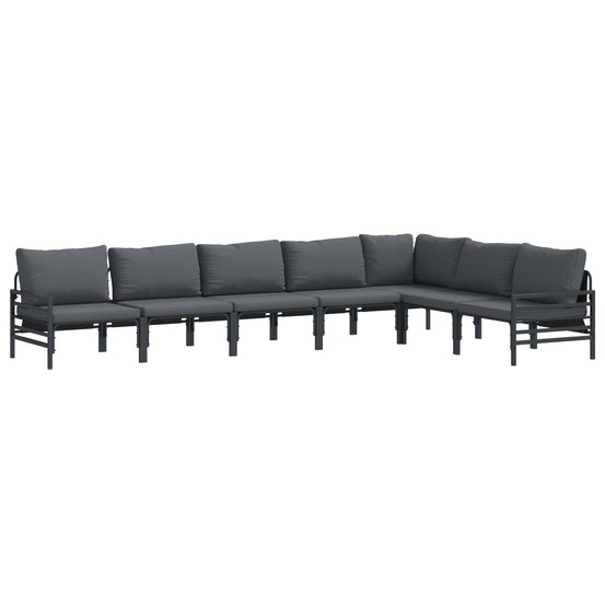 Ensemble de canapé de jardin avec coussin 7 pcs noir acier