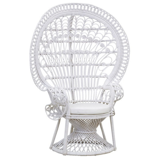 Fauteuil emmanuelle artisanal en rotin rotin laqué blanc
