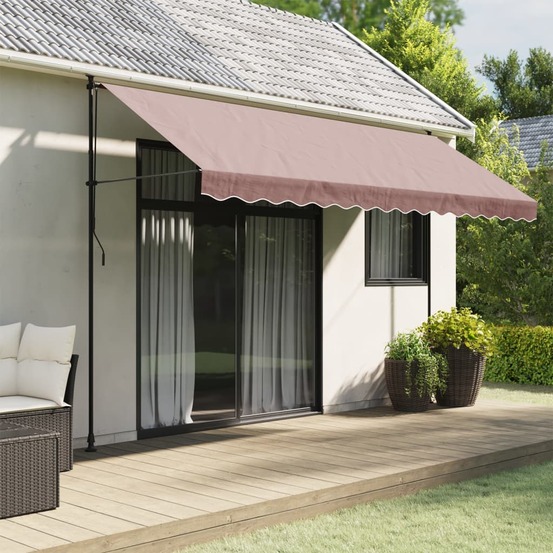 Tissu de remplacement de cantonnière d’auvent rayure marron 4 m