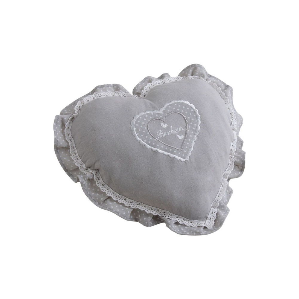 Coussin coeur gris