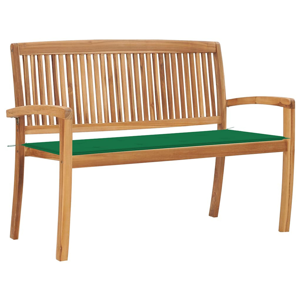 Banc de jardin empilable et coussin 128,5cm bois de teck massif
