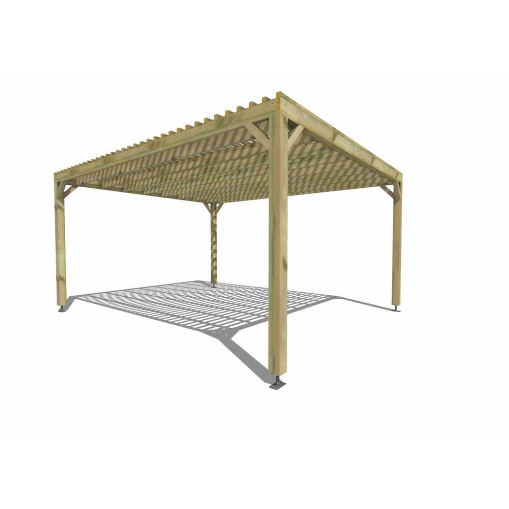 Pergola bois • 4m x 5m • indépendante • sens profondeur • lattage bois • livraison comprise
