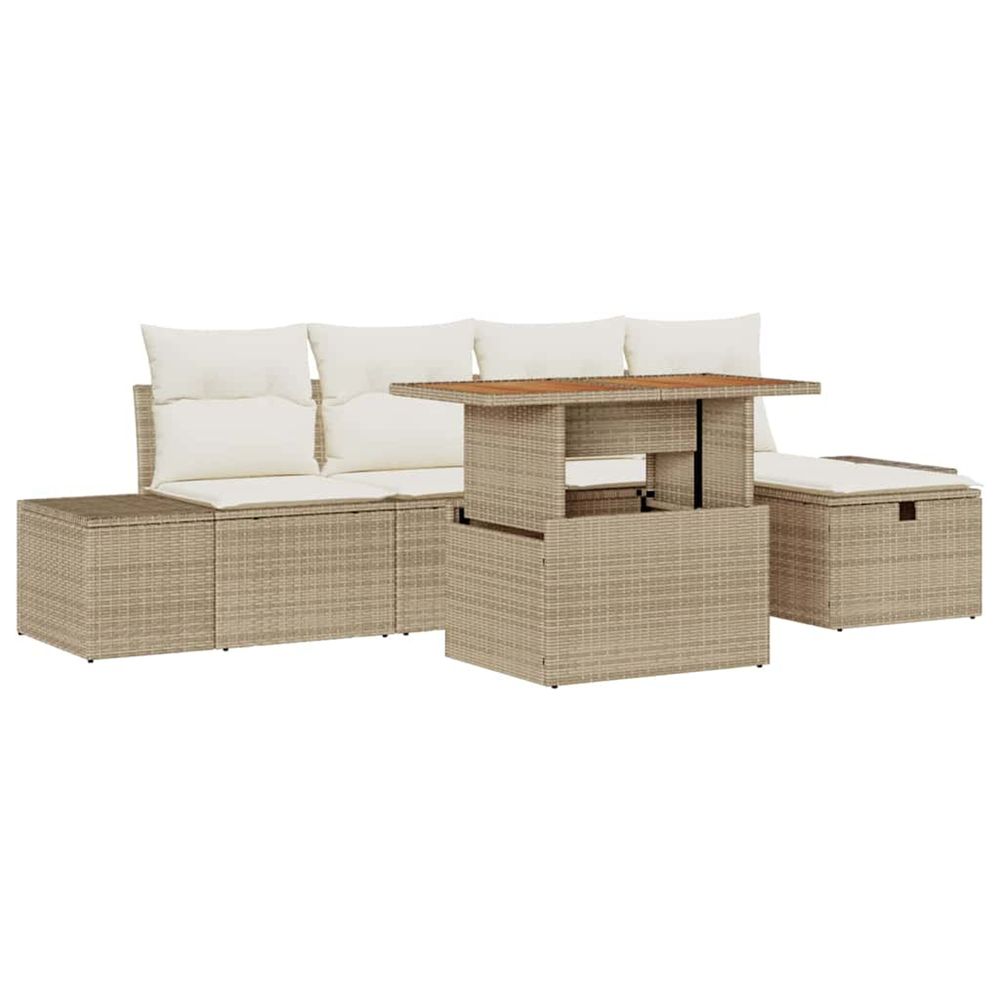 Ensemble de canapé de jardin 6 pc beige polyrotin