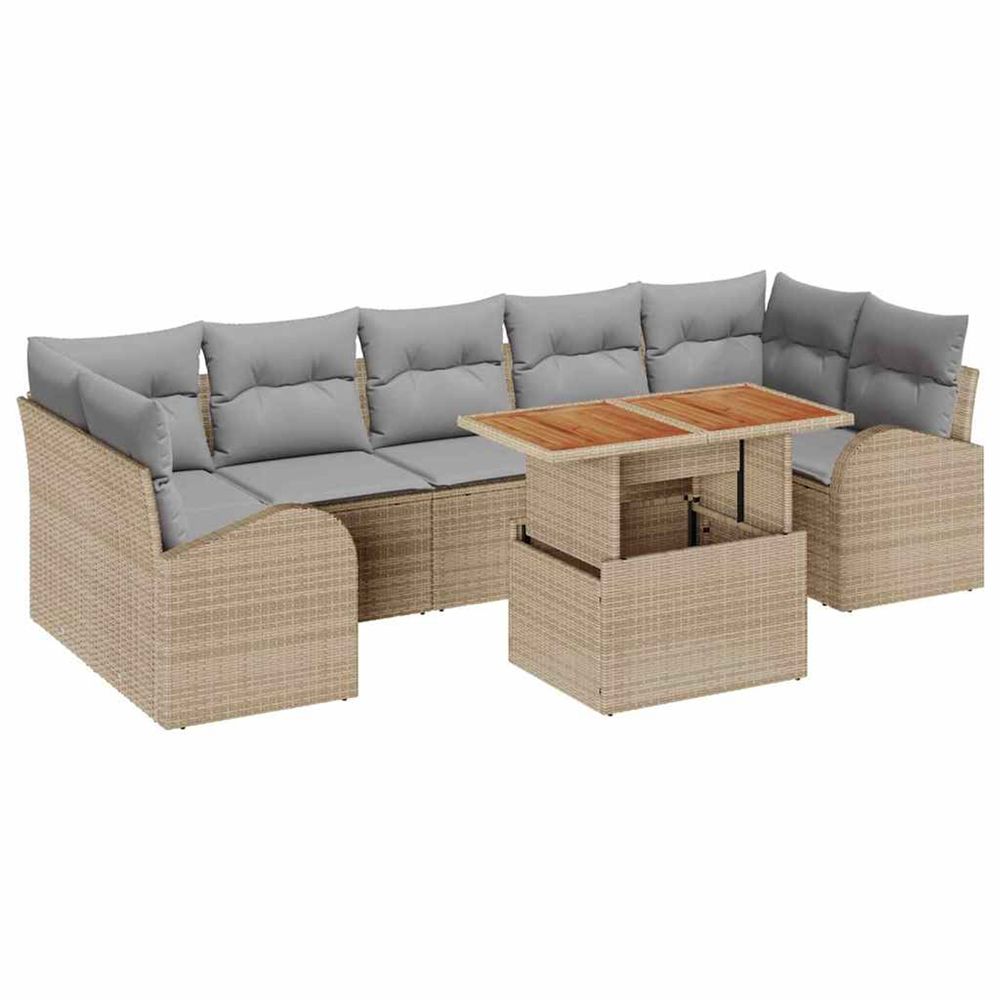 Ensemble de canapé de jardin 8 pc beige poly rotin