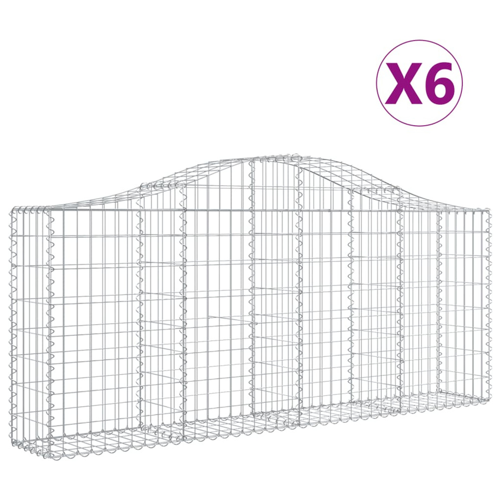 Paniers à gabions arqués 6 pcs 200x30x80/100 cm fer galvanisé