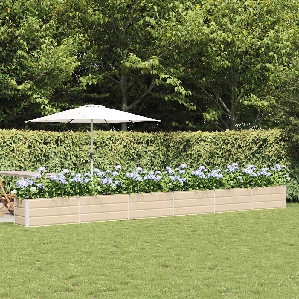 Jardinière géante acier galvanisé pour aménagement extérieur 580x50x45 cm ivoire