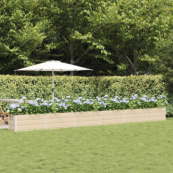 Jardinière géante acier galvanisé pour aménagement extérieur 580x50x45 cm ivoire