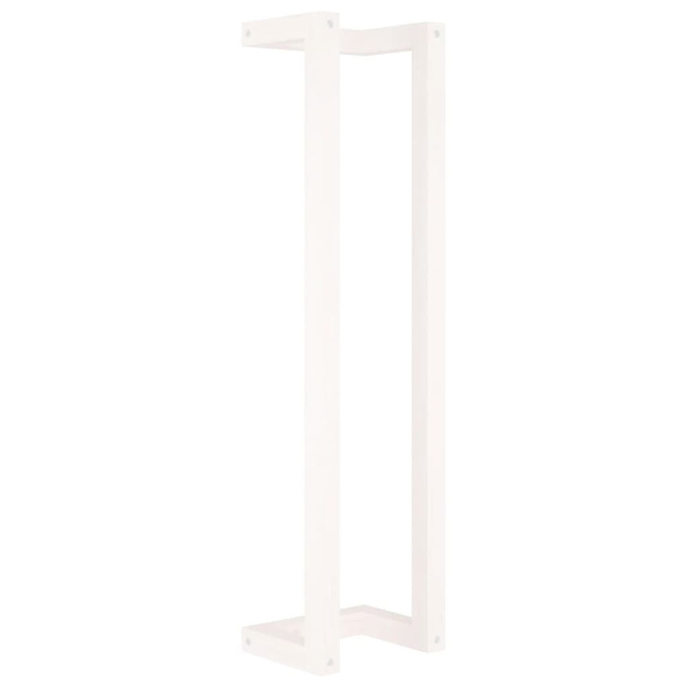 Porte-serviette blanc 23x18x90 cm bois de pin massif