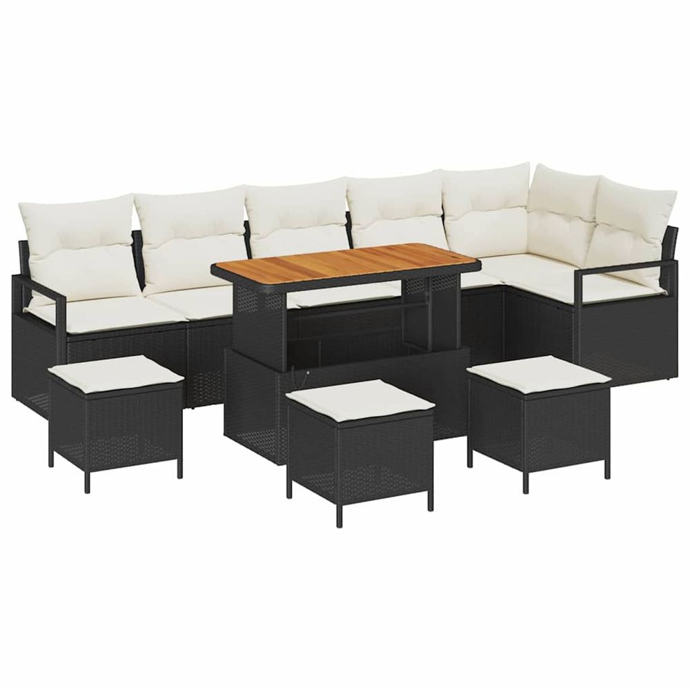 Ensemble de canapé de jardin 10 pc noir poly rotin