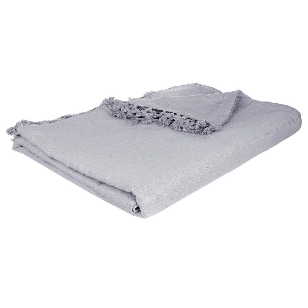 Jeté de lit coton gris souris 230x250cm