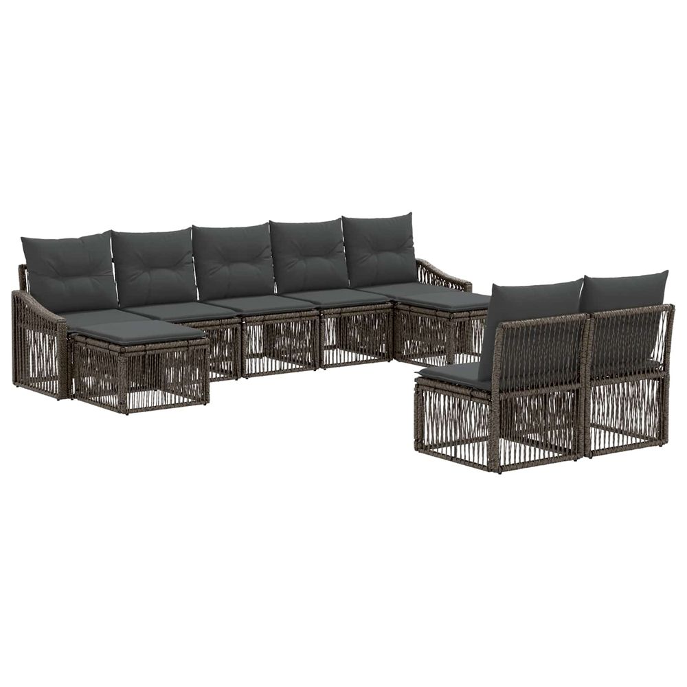 Ensemble de canapé de jardin 9 pc gris polyrotin