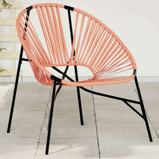 Chaise œuf de jardin noir et orange résine tressée