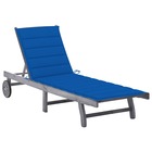 Transat chaise longue bain de soleil lit de jardin terrasse meuble d'extérieur avec coussin bois d'acacia solide gris 02_0012
