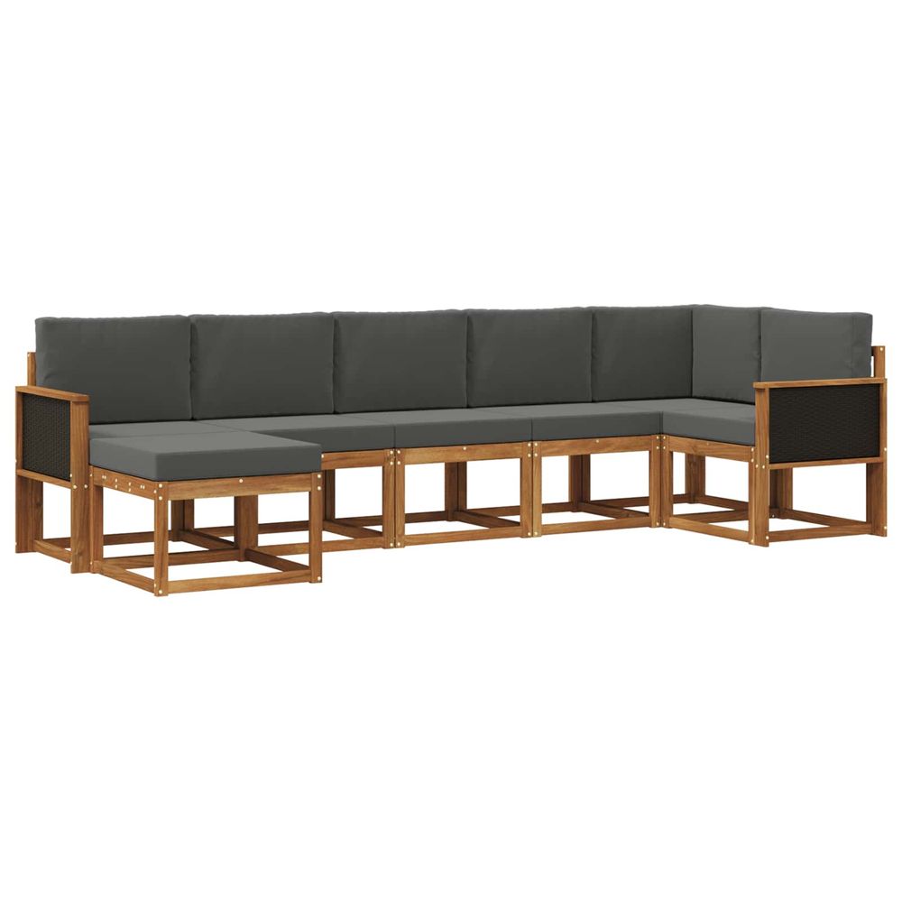 Ensemble de canapés d'extérieur 7 pc naturel et anthracite