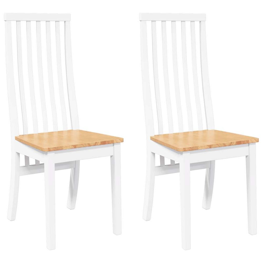 Chaises à manger 2 pcs blanc bois massif caoutchouc