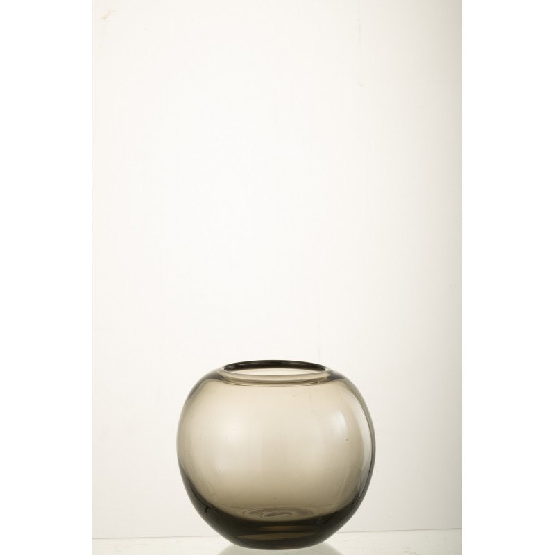 Vase boule en verre gris 19.5x19.5x19 cm
