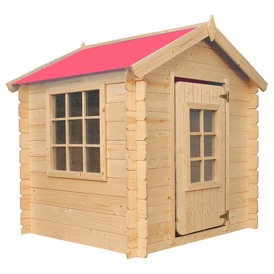 Maison en bois pour enfants - 0.9 m2 - 111 x 113 cm - toit rouge - sans plancher - m570r-1