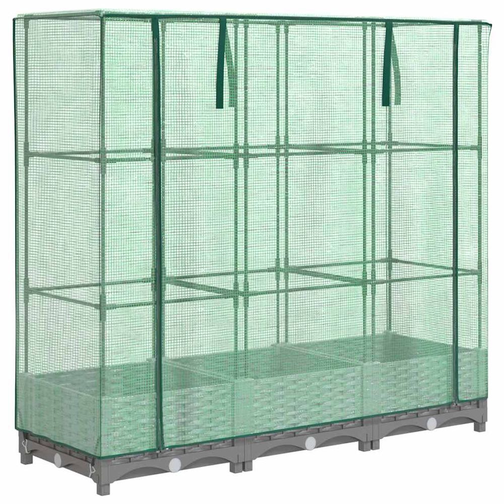Jardinière d'extérieur surélevée avec housse aspect rotin 120x40x123 cm