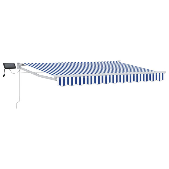 Store rétractable manuel avec leds bleu et blanc 3,5 x 2 m