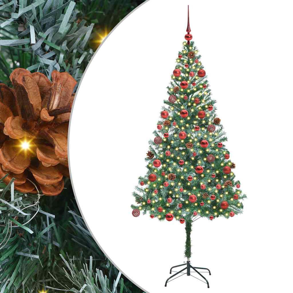 Sapin de noël artificiel avec 300 led vert 180 cm pvc et acier