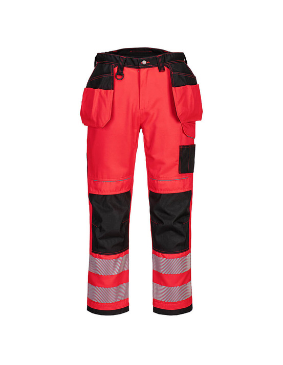 Pantalon hv pw3 poches flottantes - 41 - rouge/noir - portwest
