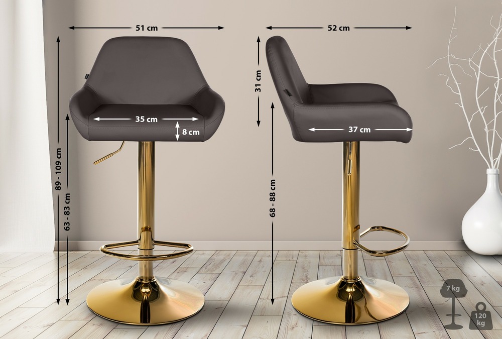 Tabouret de bar braga gold simili cuir