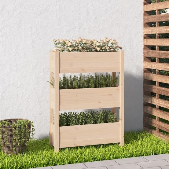 Jardinière verticale 3 bacs en bois de pin pour petit balcon 77 cm
