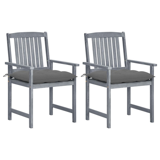 Chaises de jardin et coussins lot de 2 gris bois acacia massif