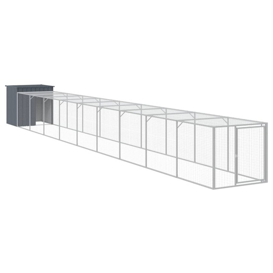 Poulailler enclos cage poules avec cour 110 x 1017 x 110 cm acier galvanisé anthracite