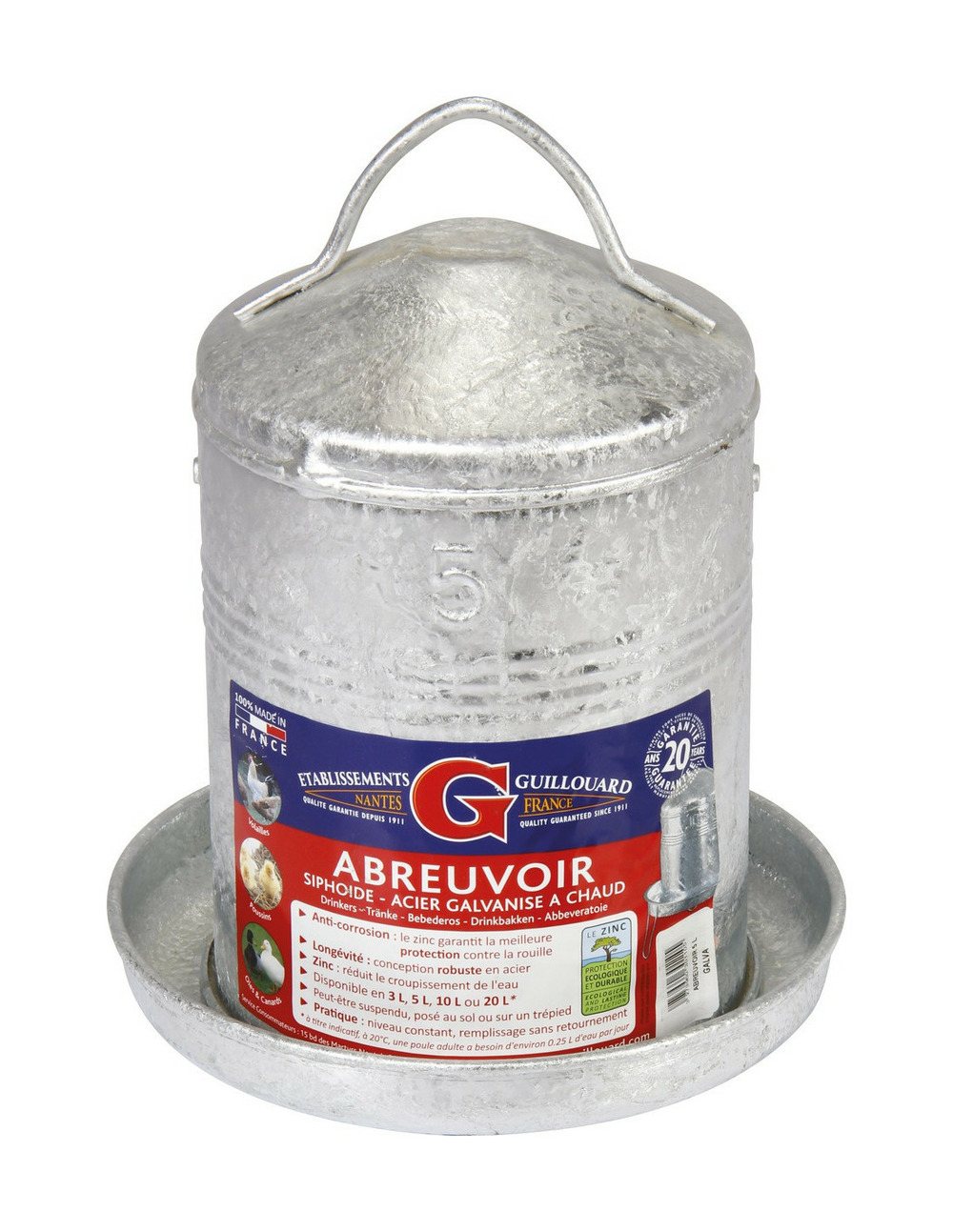 Abreuvoir galvanisé à chaud 5 l