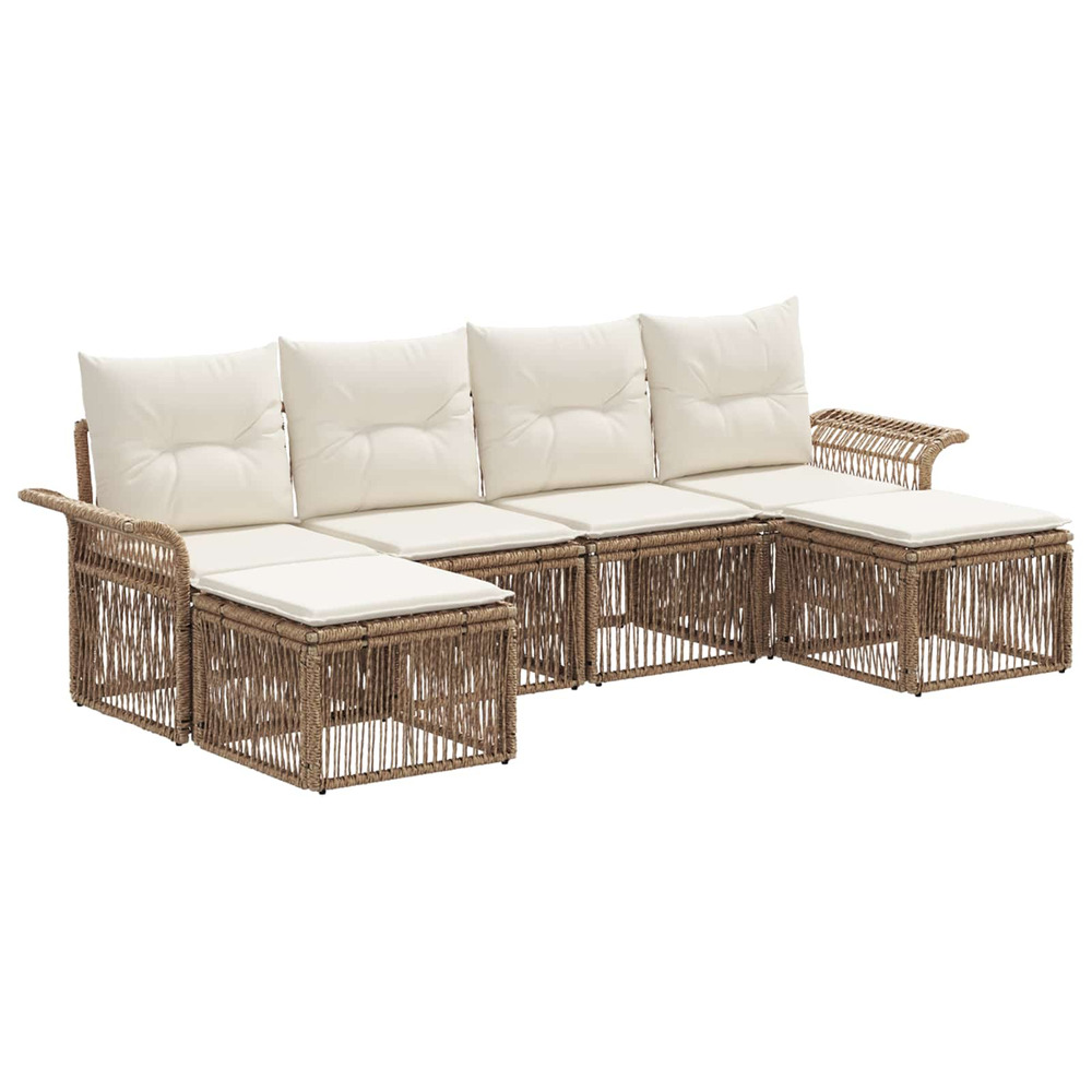 Ensemble de canapé de jardin 6 pcs beige polyrotin