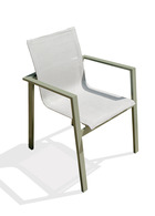Miami - fauteuil de jardin empilable en alu kaki et toile plastifiée grise