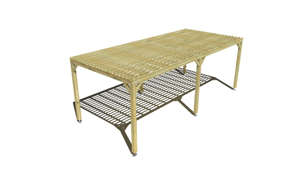 Pergola bois • 7m x 3m • indépendante • sens profondeur • lattage bois • livraison comprise