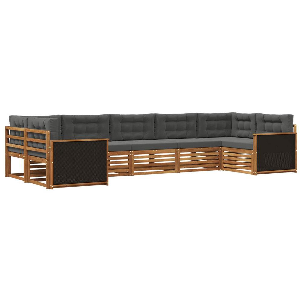 Ensemble de canapés d'extérieur 7 pc naturel et anthracite