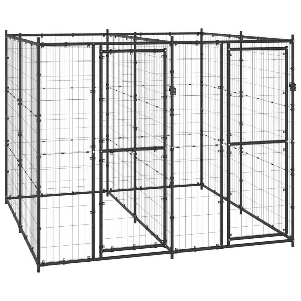 Chenil extérieur cage enclos parc animaux chien d'extérieur pour chiens acier 4,84 m²