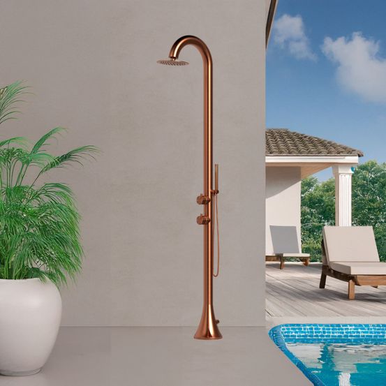 Shower pool sined luna d rose gold acier inoxydable nautique douche a main eau chaude et froide