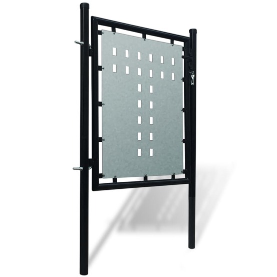 Portail de clôture noir à une porte 100x75 cm