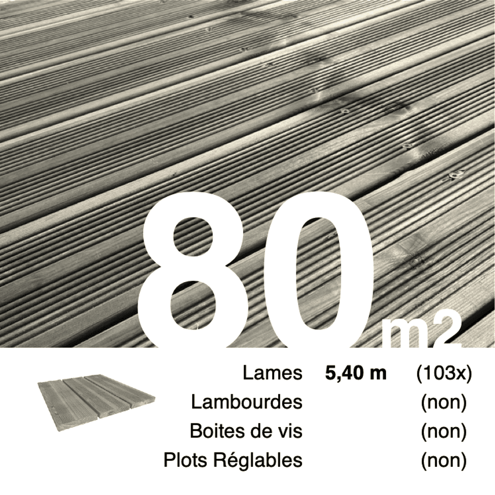 Lames de terrasse pin autoclave gris 27 x 145 mm • longueur 5,4 m • classe 3b • lot pour 80 m²