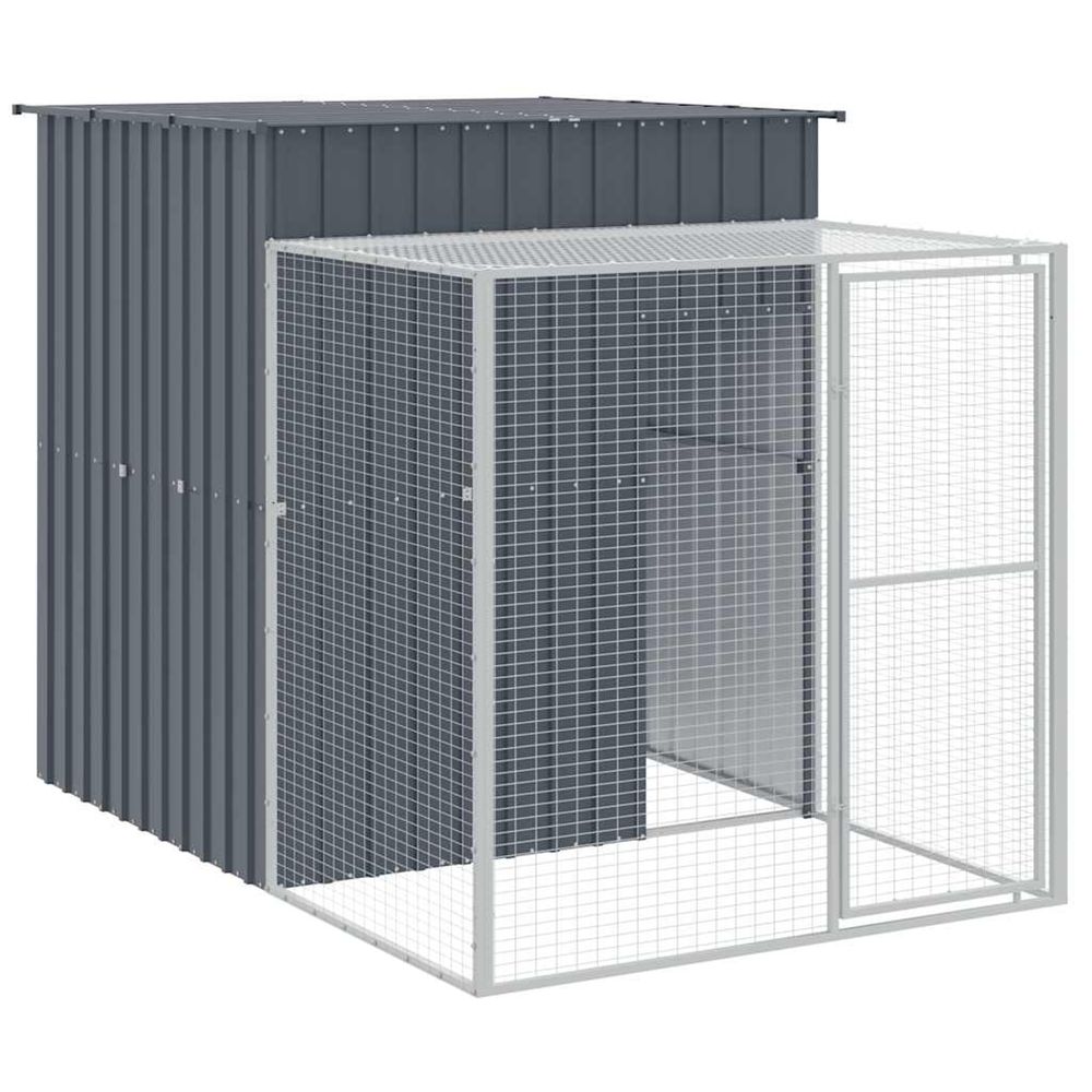 Poulailler avec cour anthracite 165x251x181 cm acier galvanisé