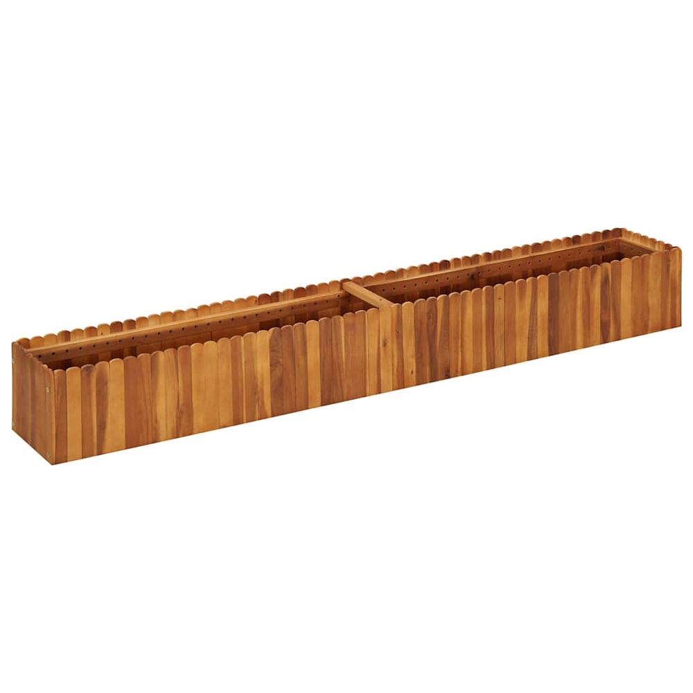 Carré potager surélevé bois d'acacia pour jardin et terrasse 200x30x25 cm